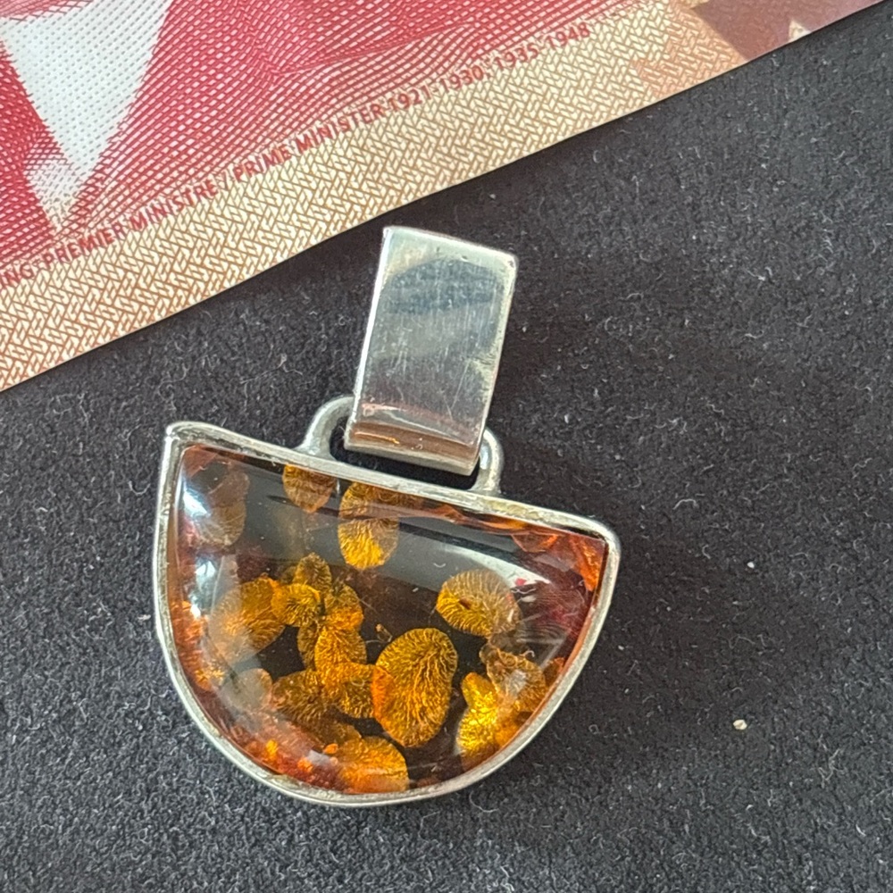 Amber Pendant with Sterling Silver Setting